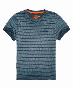 Superdry Alacsony Roller Clash Stripe Férfi Pólók Sötétkék | DCKPZ8673